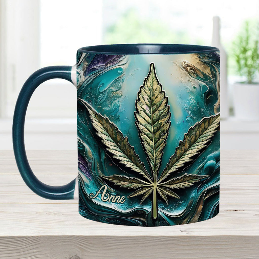 Psychedelisch - Personalisierte Tasse mit Cannabis-Motiv