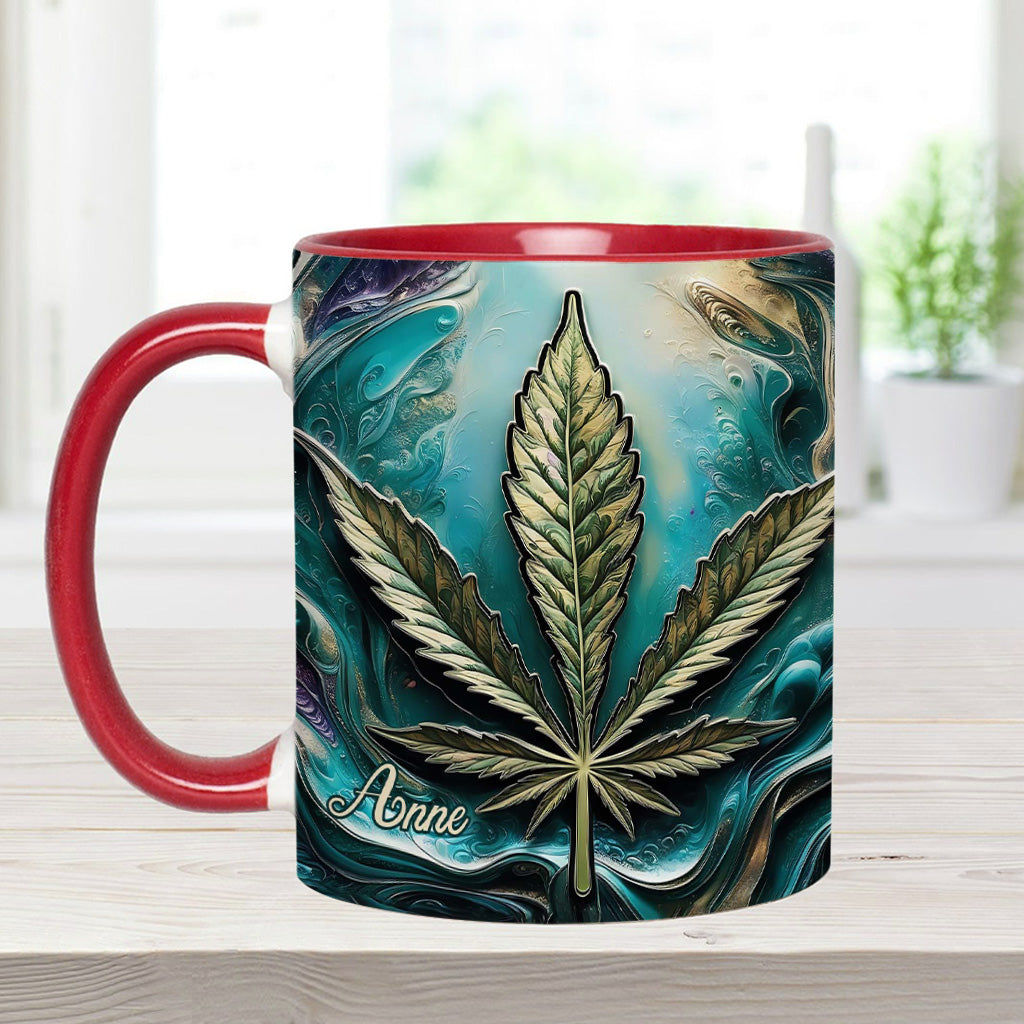 Psychedelisch - Personalisierte Tasse mit Cannabis-Motiv