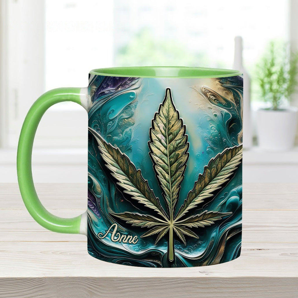 Psychedelisch - Personalisierte Tasse mit Cannabis-Motiv