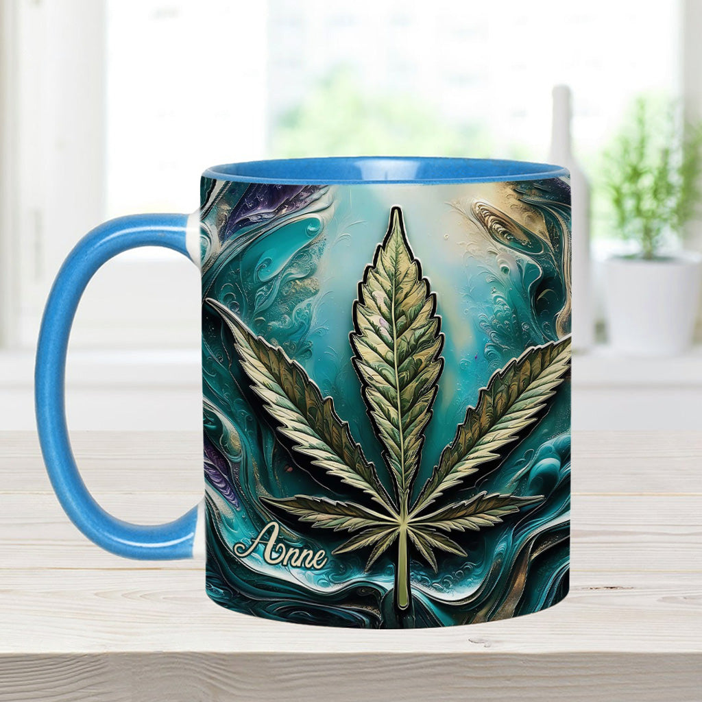 Psychedelisch - Personalisierte Tasse mit Cannabis-Motiv