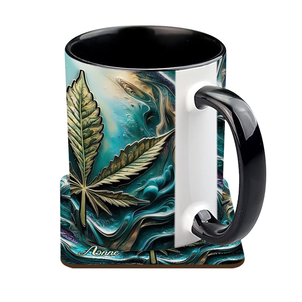 Psychedelisch - Personalisierte Tasse mit Cannabis-Motiv