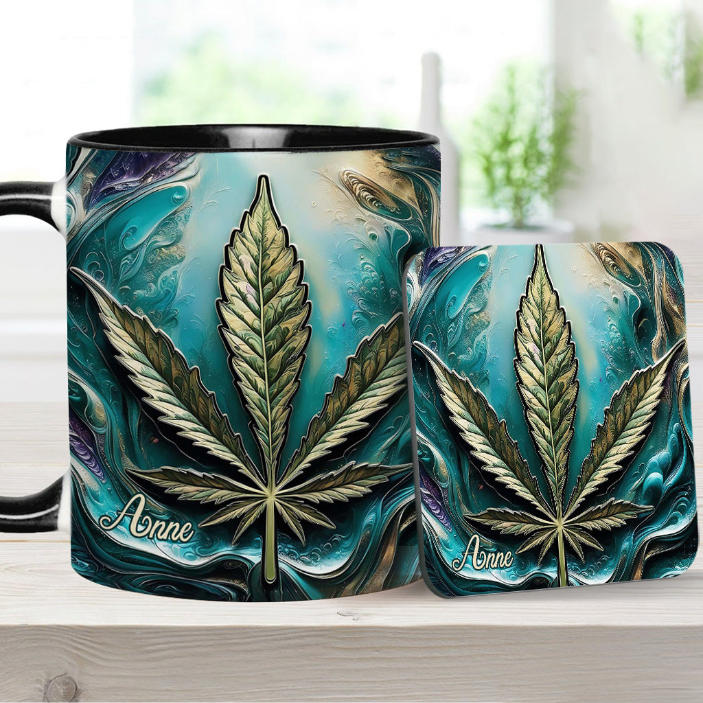 Psychedelisch - Personalisierte Tasse mit Cannabis-Motiv