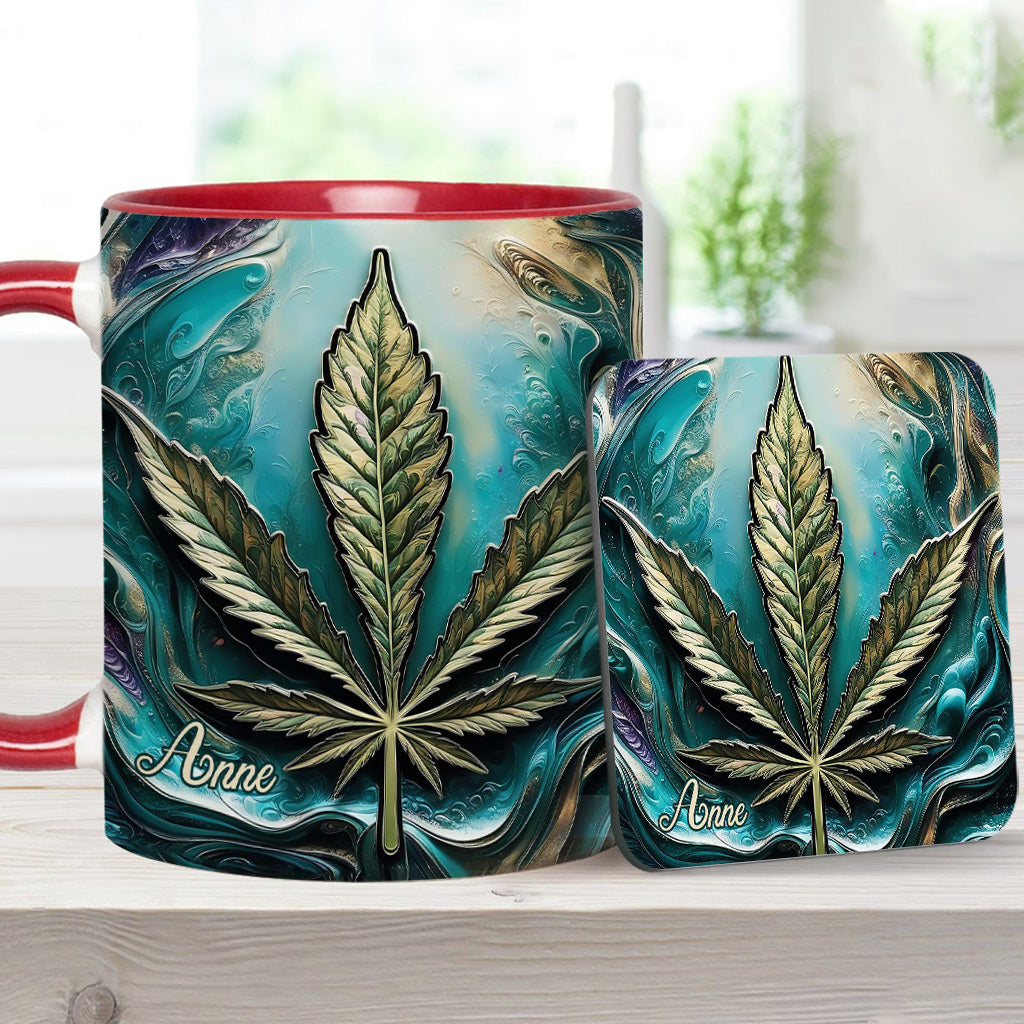 Psychedelisch - Personalisierte Tasse mit Cannabis-Motiv