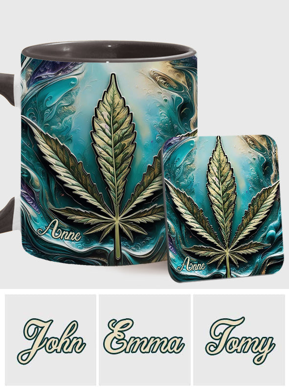 Psychedelisch - Personalisierte Tasse mit Cannabis-Motiv