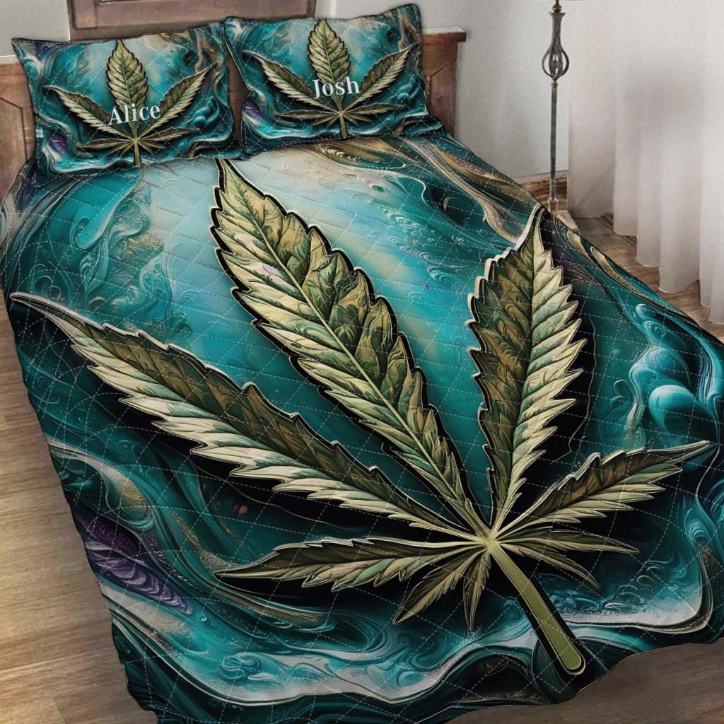 Psychedelisches personalisiertes Weed-Quilt-Set