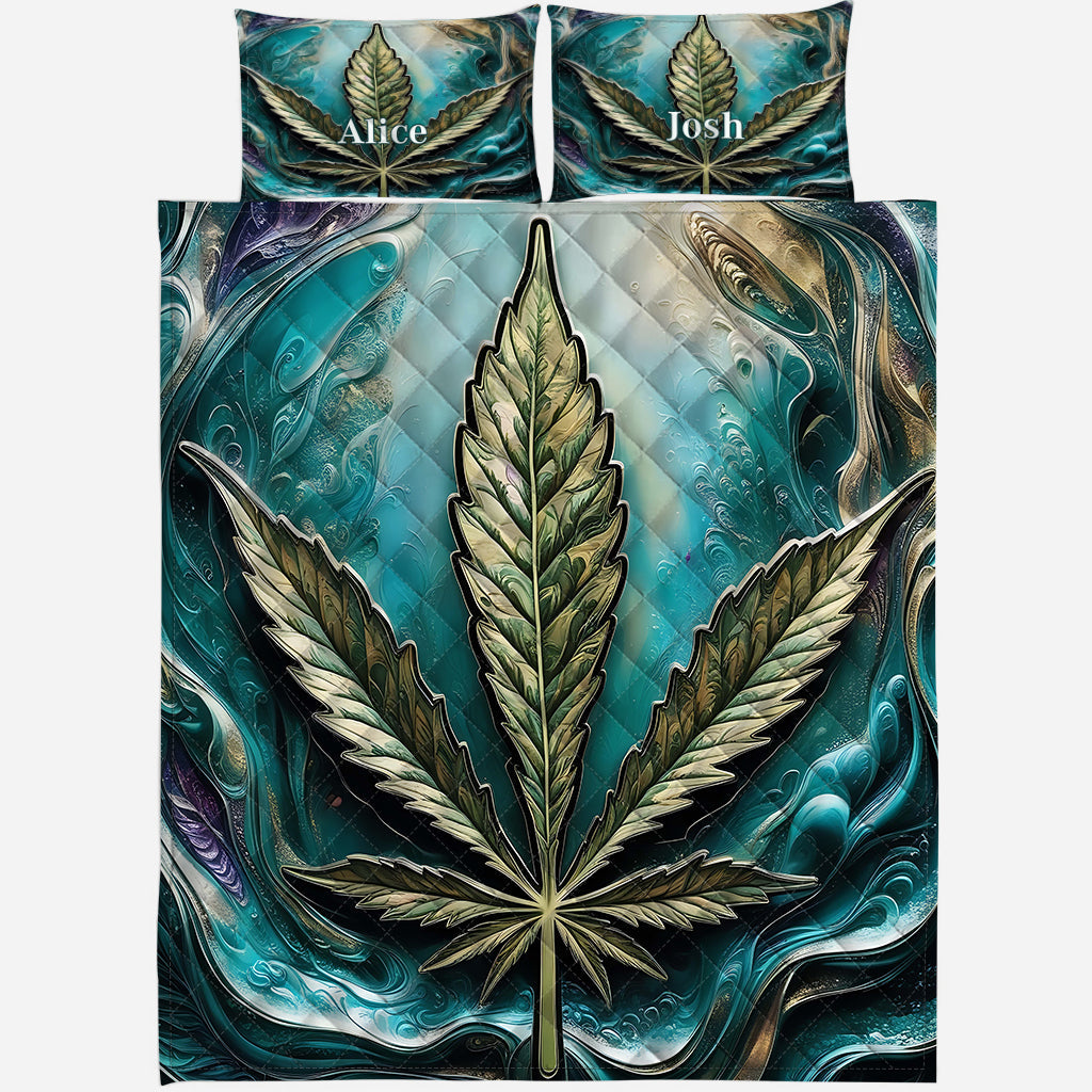 Psychedelisches personalisiertes Weed-Quilt-Set