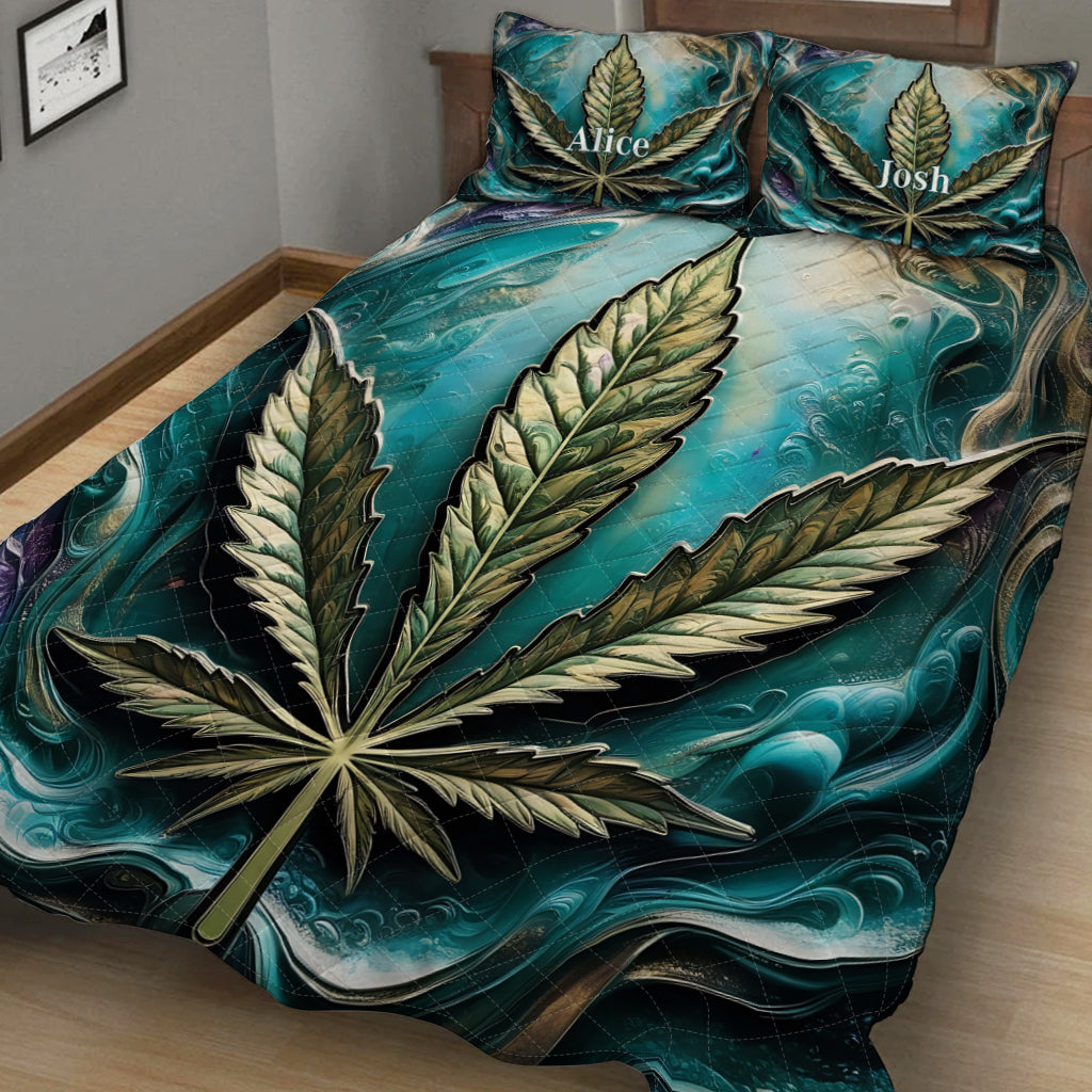 Psychedelisches personalisiertes Weed-Quilt-Set