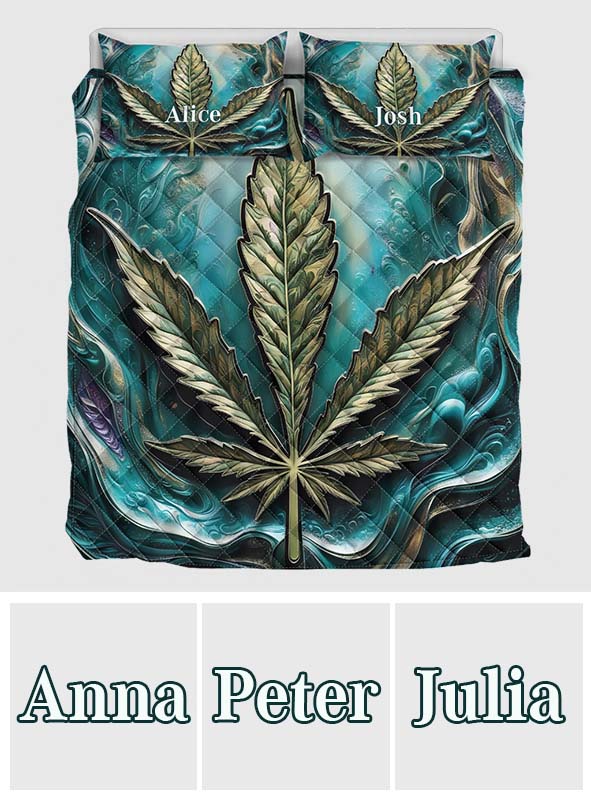 Psychedelisches personalisiertes Weed-Quilt-Set