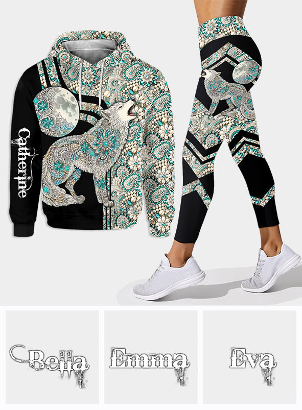 Majestätischer Schneewolf – Personalisierter Wolf-Hoodie und Leggings