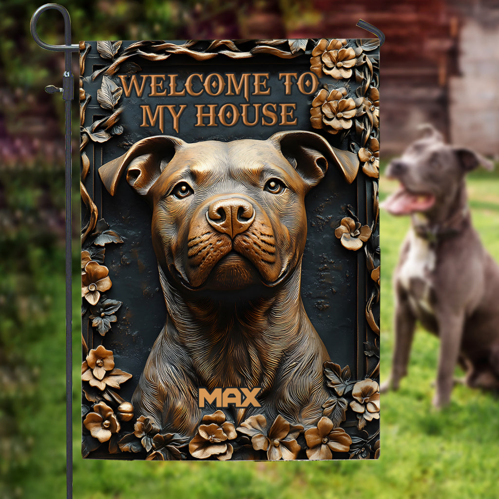 Starker Pitbull - Personalisierte Hunde-Gartenflagge