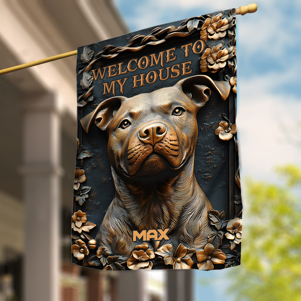 Starker Pitbull - Personalisierte Hunde-Gartenflagge