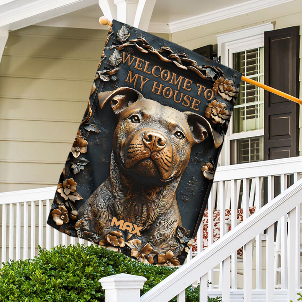 Starker Pitbull - Personalisierte Hunde-Gartenflagge