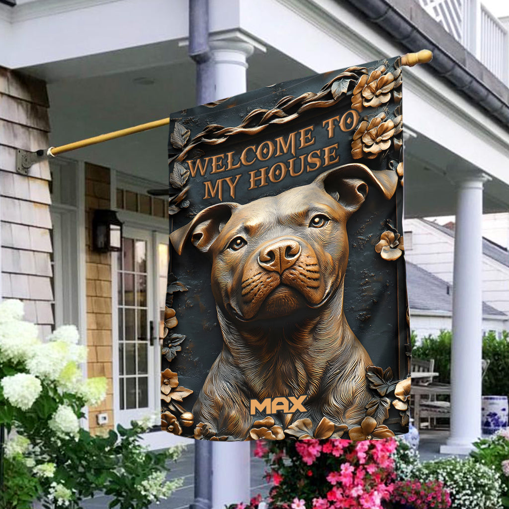 Starker Pitbull - Personalisierte Hunde-Gartenflagge