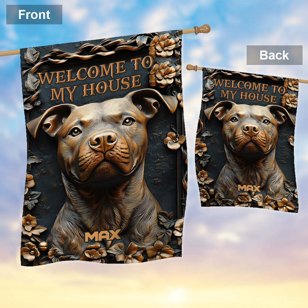 Starker Pitbull - Personalisierte Hunde-Gartenflagge