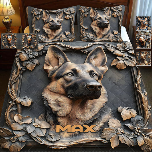 Robuster Deutscher Schäferhund – personalisiertes Hunde-Quilt-Set