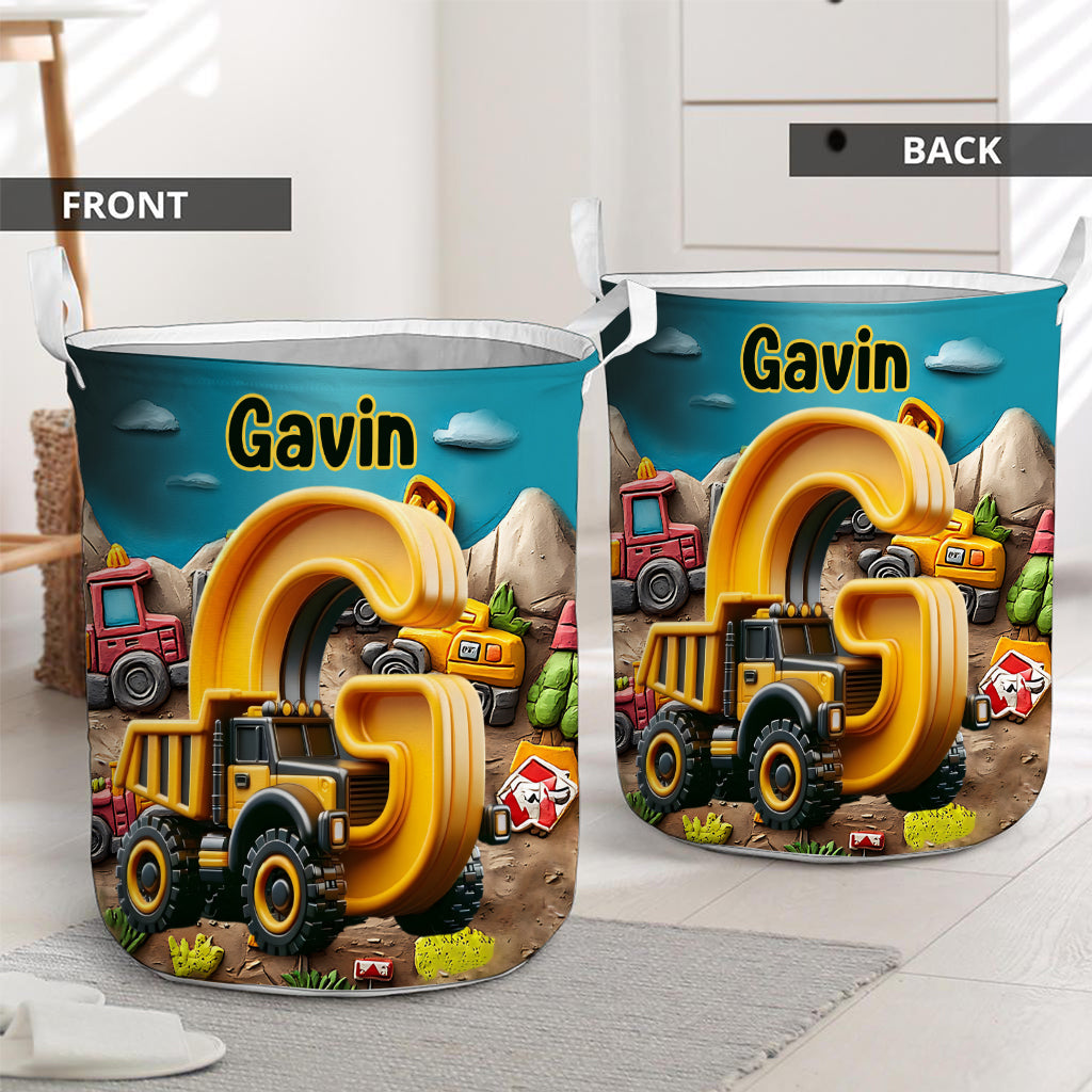 Baustellenfahrzeug-Brief - Personalisierter Aufbewahrungskorb für Kinder