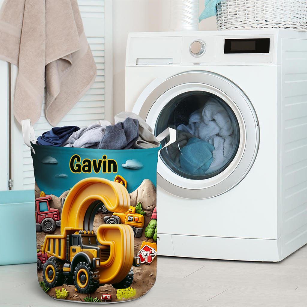 Baustellenfahrzeug-Brief - Personalisierter Aufbewahrungskorb für Kinder