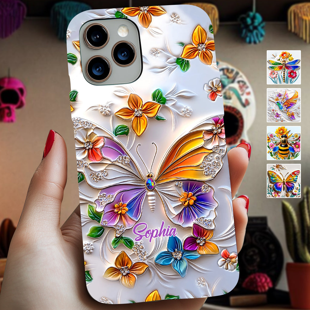 Stunning Butterfly Bee Dragonfly - Personalized Butterfly Full Print Phone Case