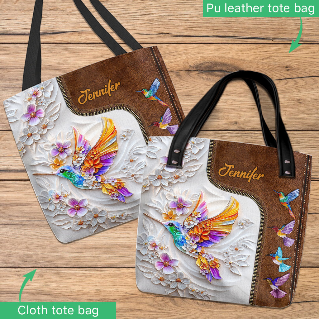 Wunderschöne personalisierte Gartentasche mit Kolibri-, Libellen- und Schmetterlingsmotiven