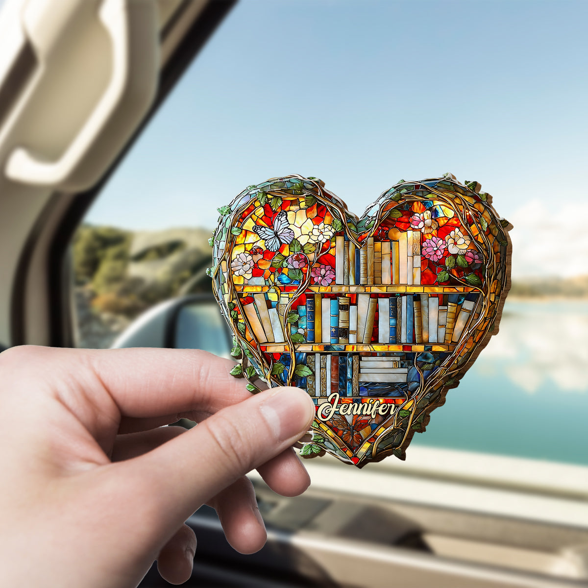 Einfach ein Mädchen, das Bücher liebt – personalisierter, buchförmiger Auto-Sonnenblendenclip