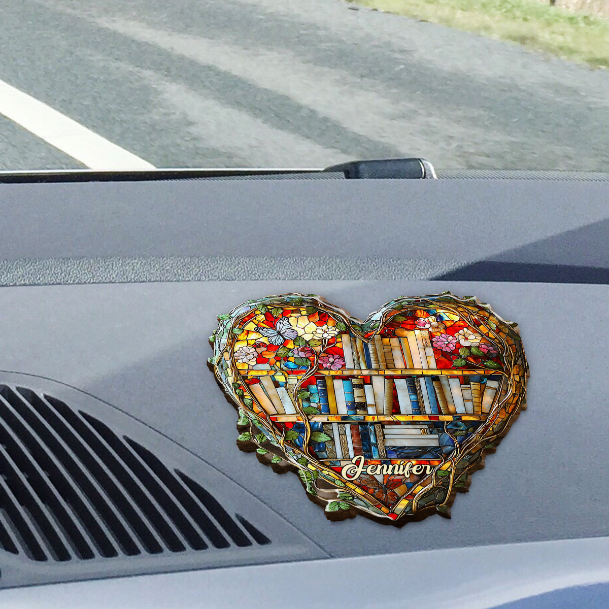 Einfach ein Mädchen, das Bücher liebt – personalisierter, buchförmiger Auto-Sonnenblendenclip