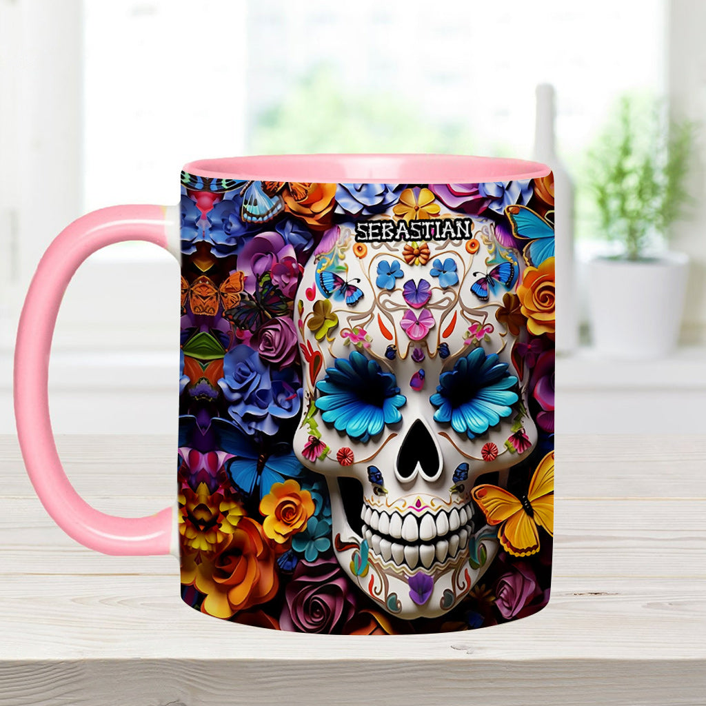 Zuckerschädel – Personalisierte Tasse mit Totenkopf-Akzent