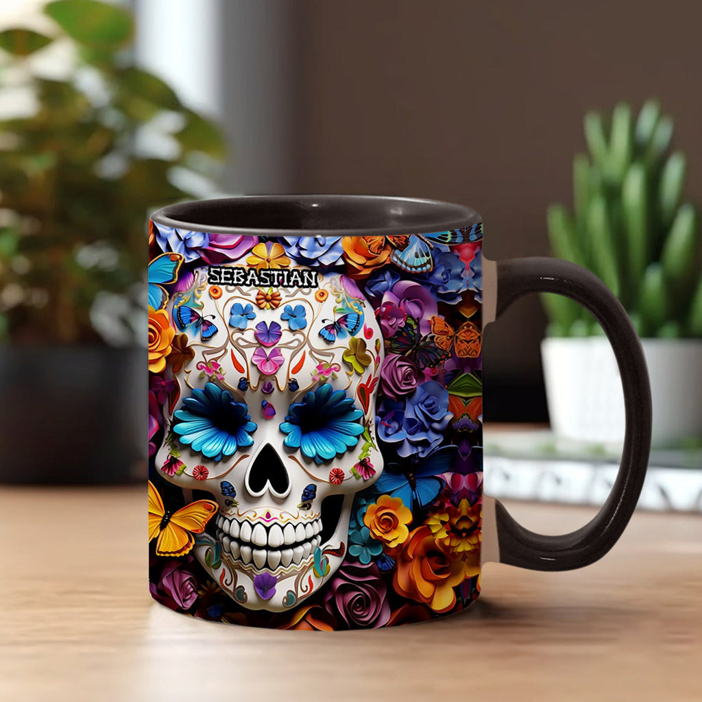 Zuckerschädel – Personalisierte Tasse mit Totenkopf-Akzent
