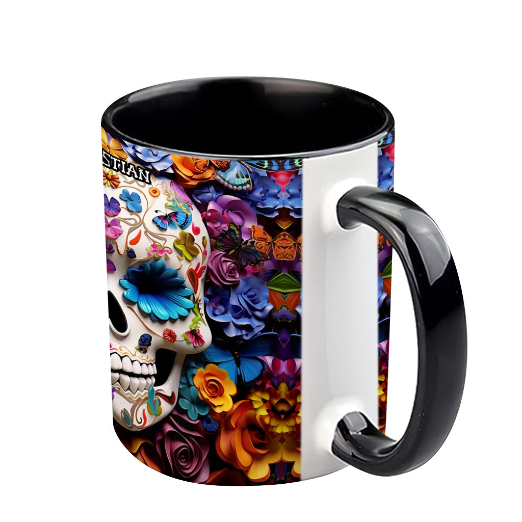 Zuckerschädel – Personalisierte Tasse mit Totenkopf-Akzent