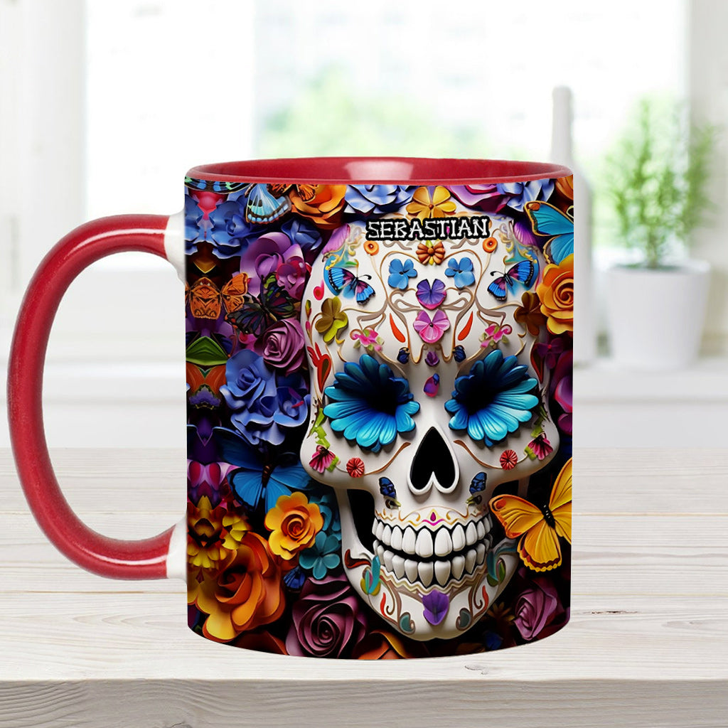 Zuckerschädel – Personalisierte Tasse mit Totenkopf-Akzent