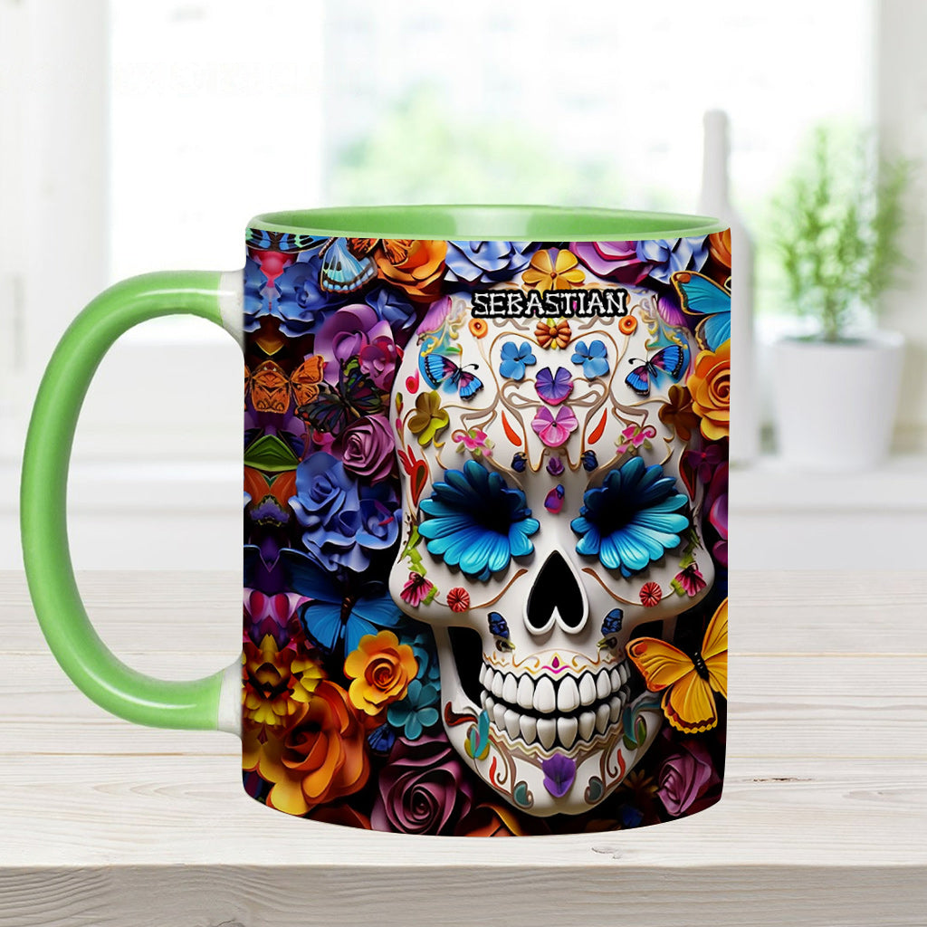 Zuckerschädel – Personalisierte Tasse mit Totenkopf-Akzent