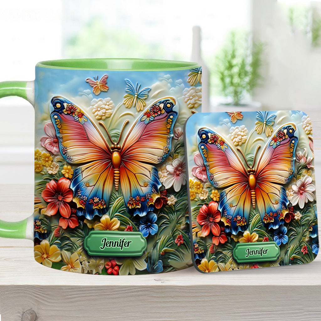 Wunderschöner Schmetterling, Biene, Libelle, Kolibri - Personalisierte Tasse mit Schmetterlingsmotiv