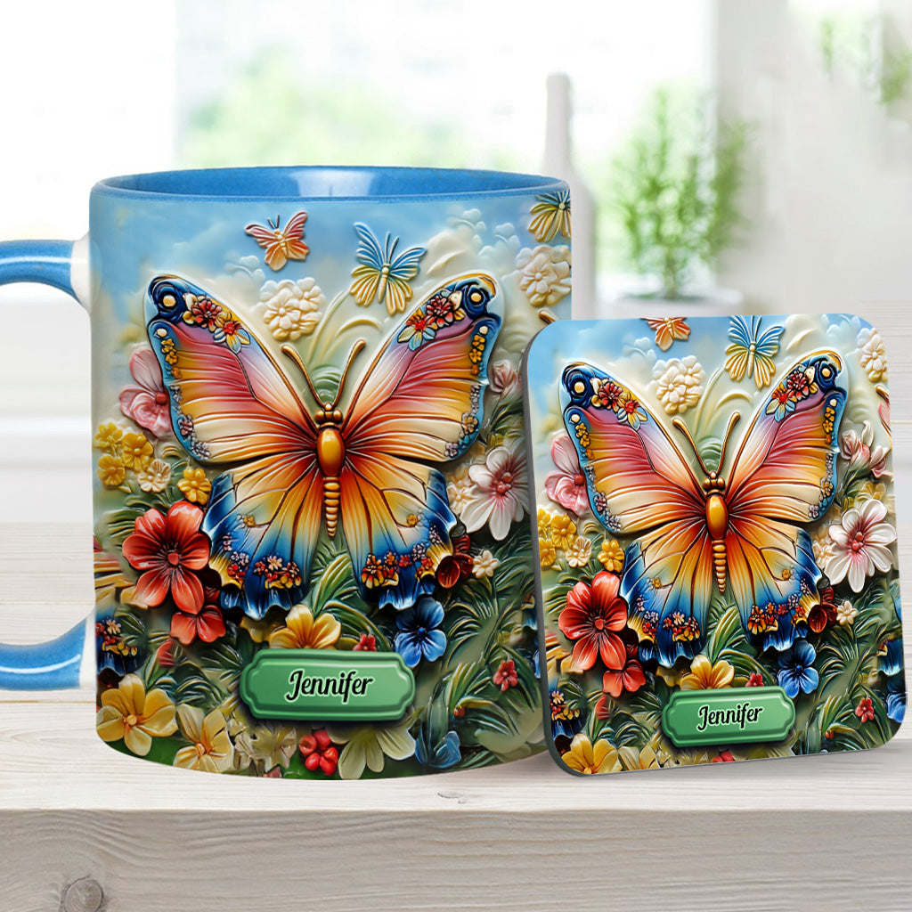 Wunderschöner Schmetterling, Biene, Libelle, Kolibri - Personalisierte Tasse mit Schmetterlingsmotiv