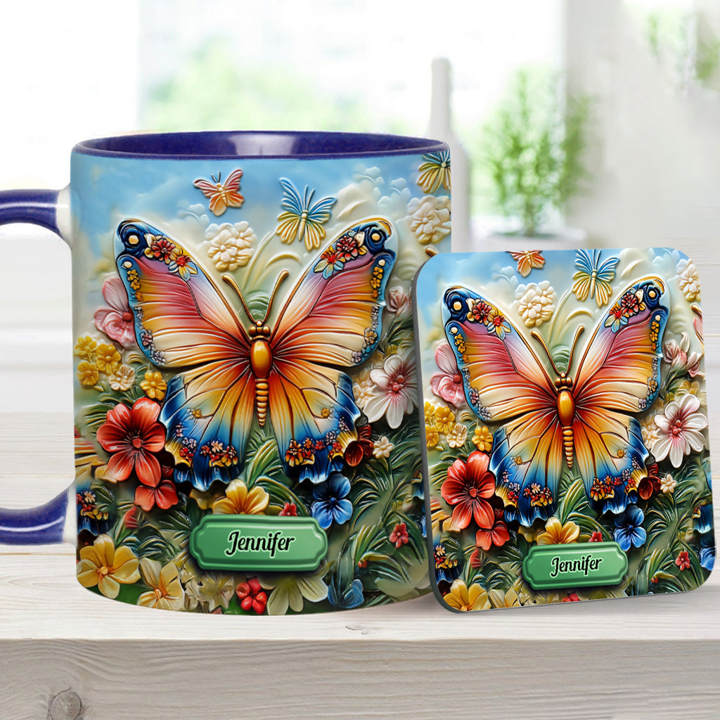 Wunderschöner Schmetterling, Biene, Libelle, Kolibri - Personalisierte Tasse mit Schmetterlingsmotiv