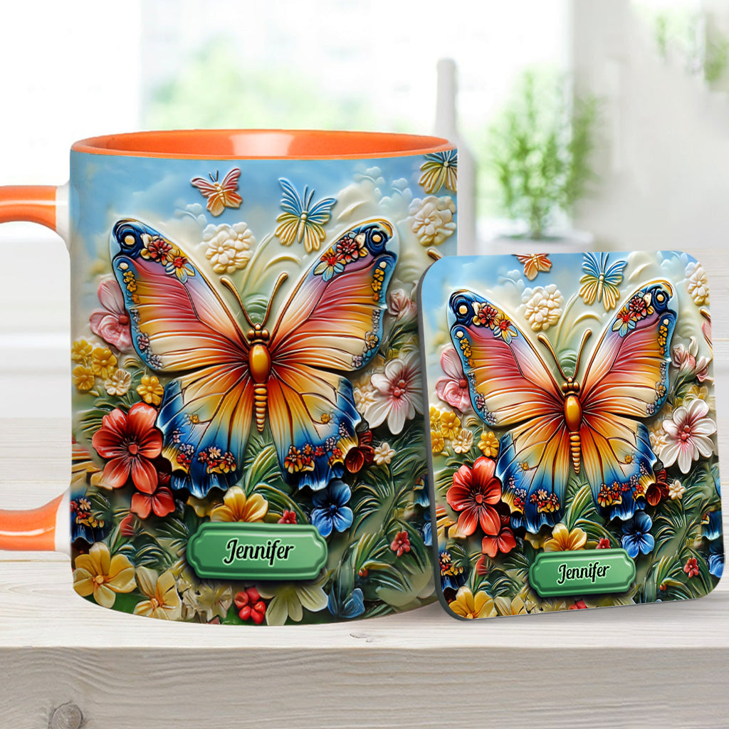 Wunderschöner Schmetterling, Biene, Libelle, Kolibri - Personalisierte Tasse mit Schmetterlingsmotiv