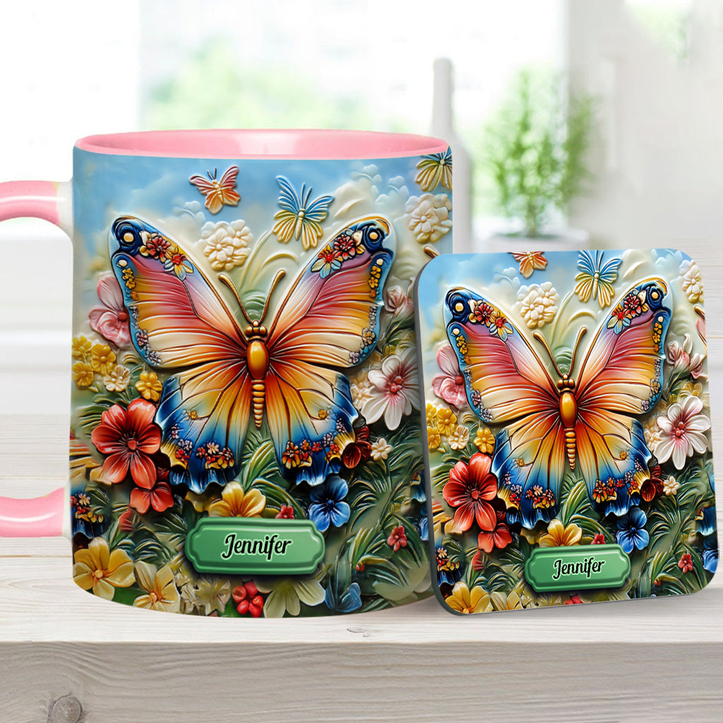 Wunderschöner Schmetterling, Biene, Libelle, Kolibri - Personalisierte Tasse mit Schmetterlingsmotiv