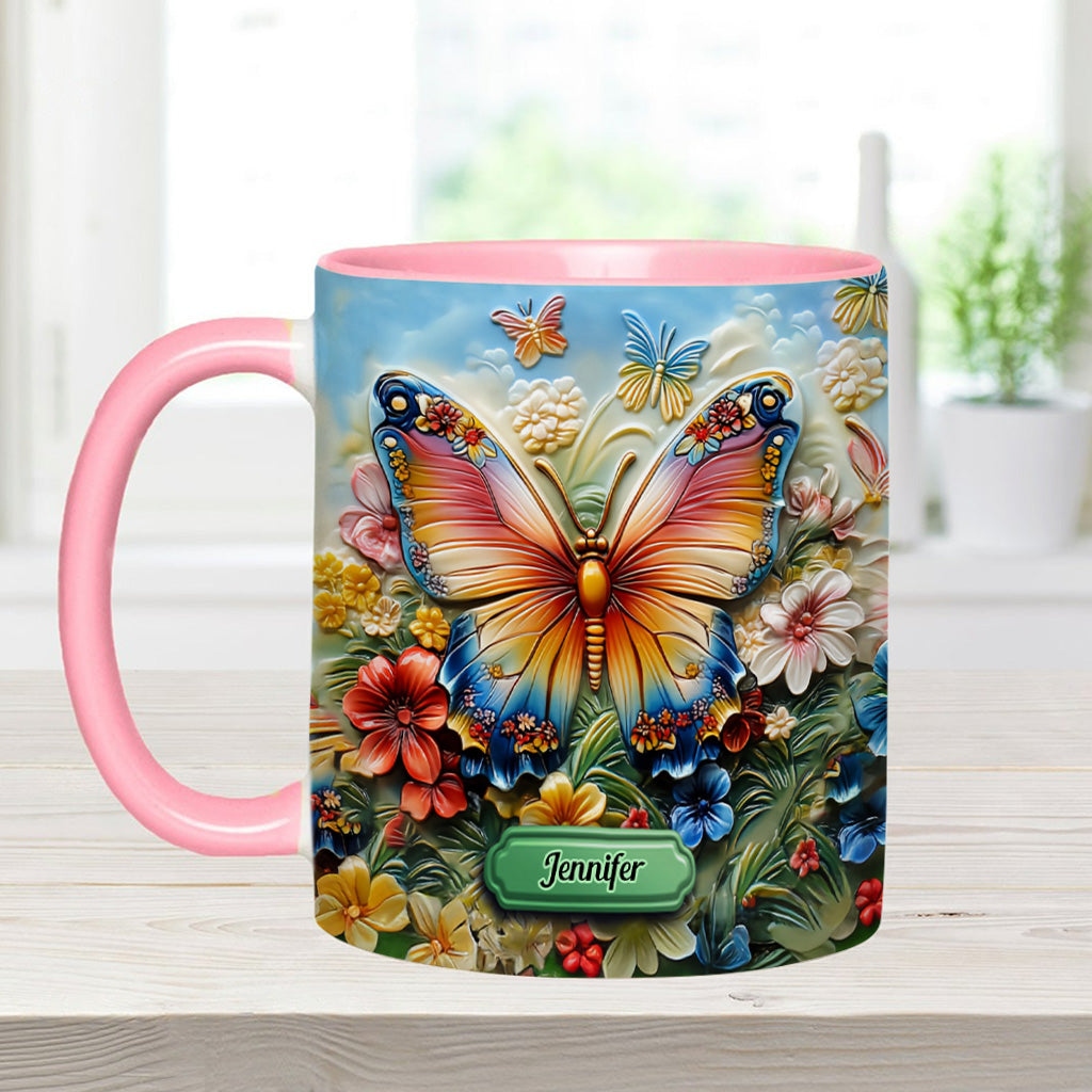 Wunderschöner Schmetterling, Biene, Libelle, Kolibri - Personalisierte Tasse mit Schmetterlingsmotiv