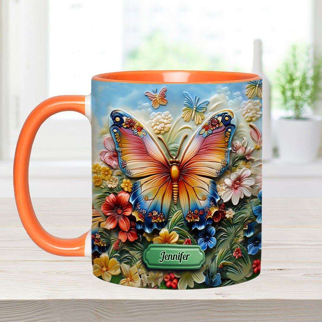 Wunderschöner Schmetterling, Biene, Libelle, Kolibri - Personalisierte Tasse mit Schmetterlingsmotiv