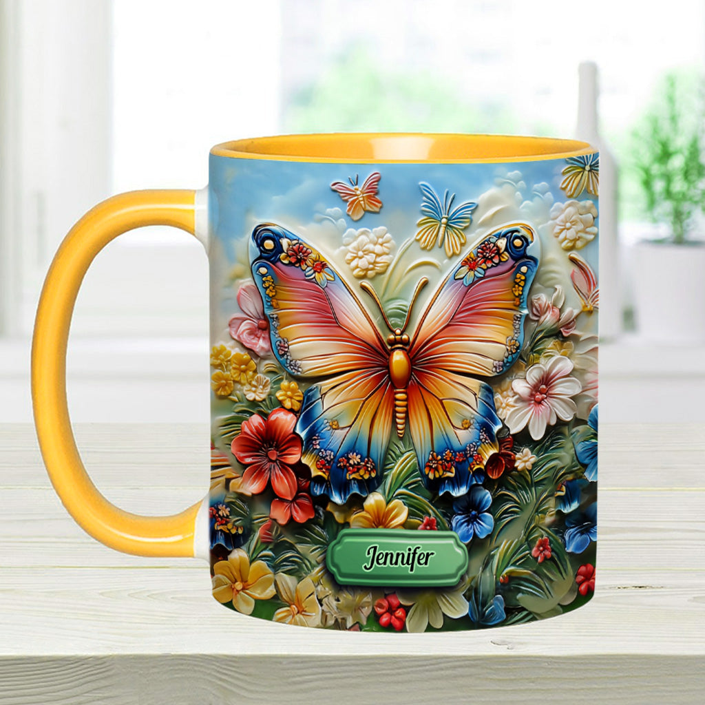 Wunderschöner Schmetterling, Biene, Libelle, Kolibri - Personalisierte Tasse mit Schmetterlingsmotiv