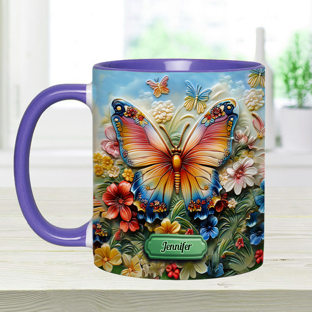 Wunderschöner Schmetterling, Biene, Libelle, Kolibri - Personalisierte Tasse mit Schmetterlingsmotiv