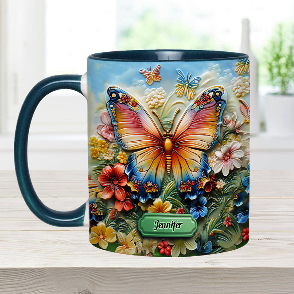 Wunderschöner Schmetterling, Biene, Libelle, Kolibri - Personalisierte Tasse mit Schmetterlingsmotiv