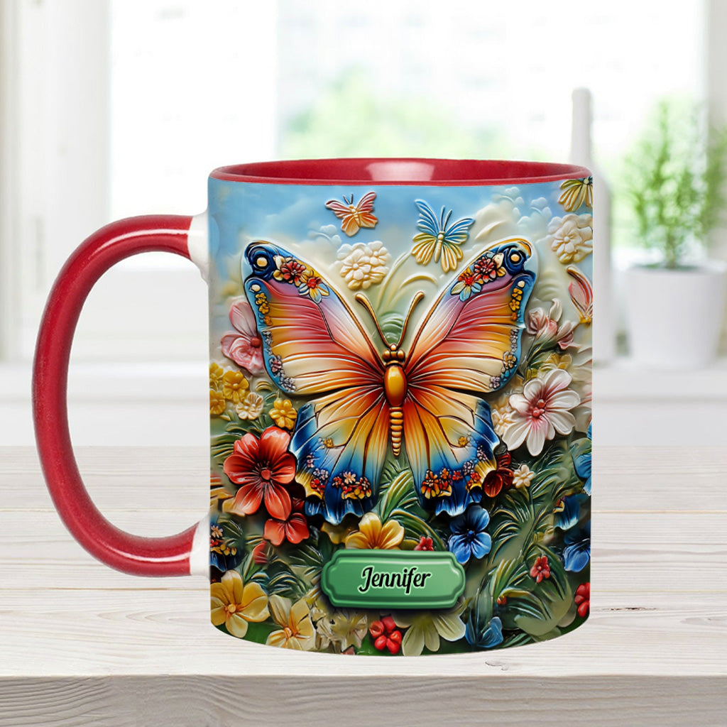 Wunderschöner Schmetterling, Biene, Libelle, Kolibri - Personalisierte Tasse mit Schmetterlingsmotiv