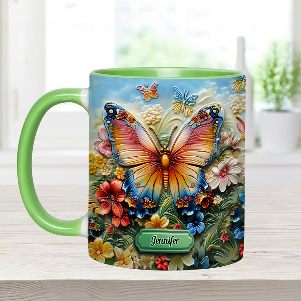 Wunderschöner Schmetterling, Biene, Libelle, Kolibri - Personalisierte Tasse mit Schmetterlingsmotiv