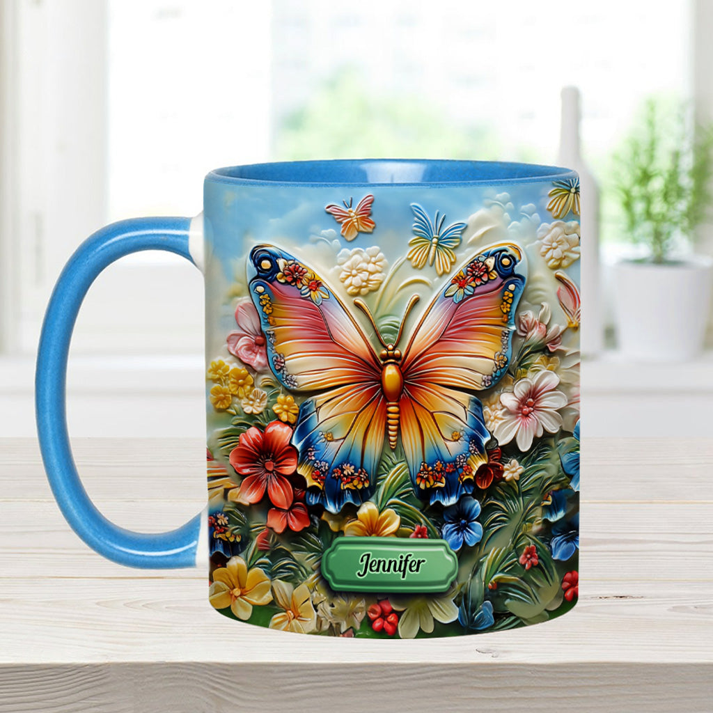 Wunderschöner Schmetterling, Biene, Libelle, Kolibri - Personalisierte Tasse mit Schmetterlingsmotiv