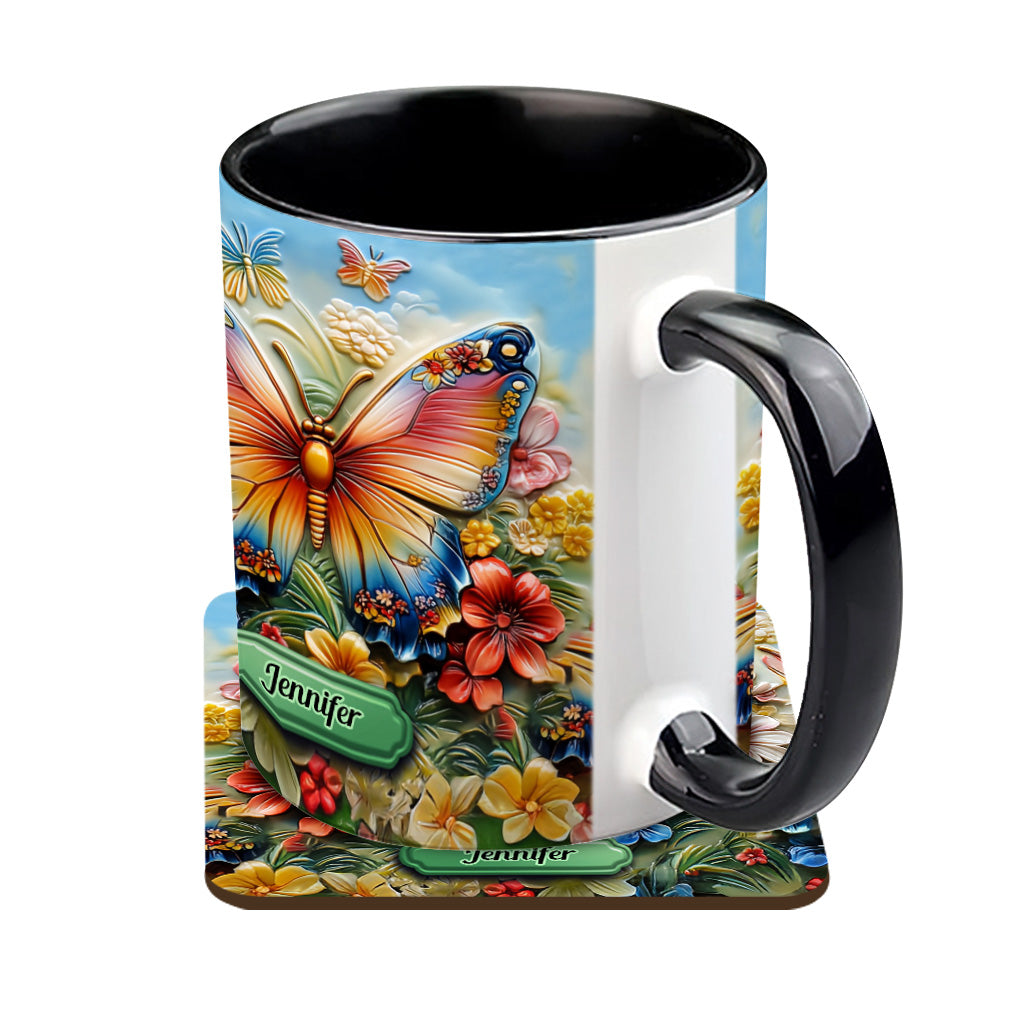Wunderschöner Schmetterling, Biene, Libelle, Kolibri - Personalisierte Tasse mit Schmetterlingsmotiv