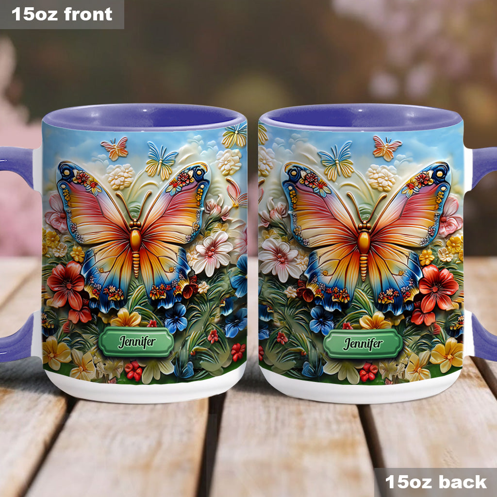 Wunderschöner Schmetterling, Biene, Libelle, Kolibri - Personalisierte Tasse mit Schmetterlingsmotiv