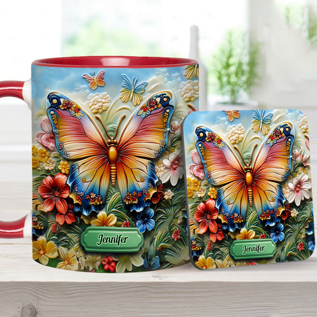 Wunderschöner Schmetterling, Biene, Libelle, Kolibri - Personalisierte Tasse mit Schmetterlingsmotiv