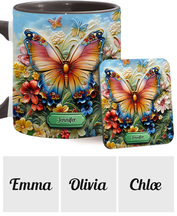 Wunderschöner Schmetterling, Biene, Libelle, Kolibri - Personalisierte Tasse mit Schmetterlingsmotiv