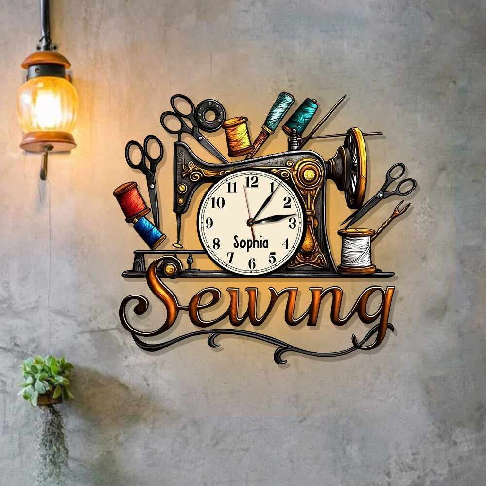 Sewing Room - Personalized Sewing LED Light Wall Clock