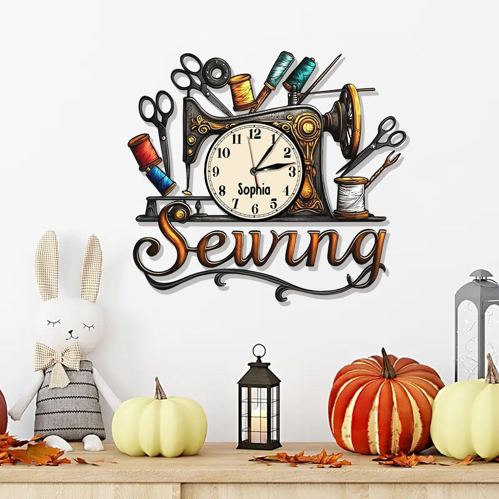 Sewing Room - Personalized Sewing LED Light Wall Clock