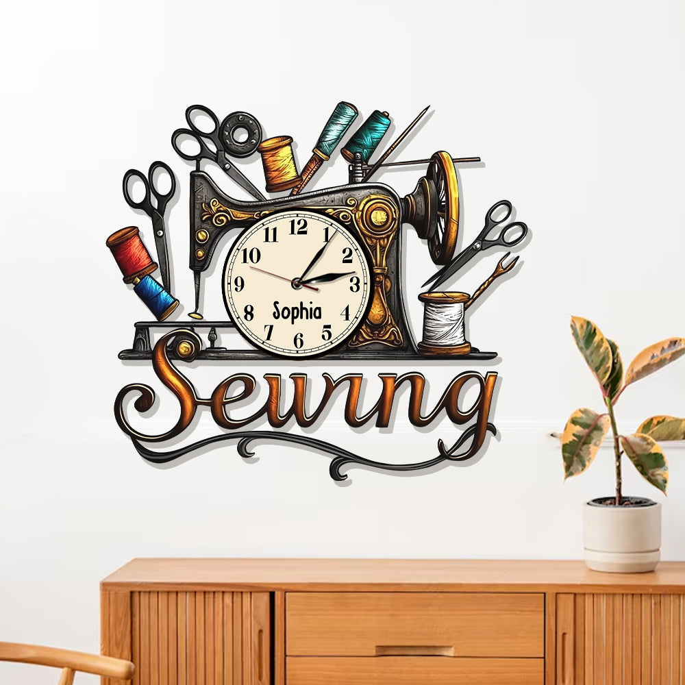 Sewing Room - Personalized Sewing LED Light Wall Clock